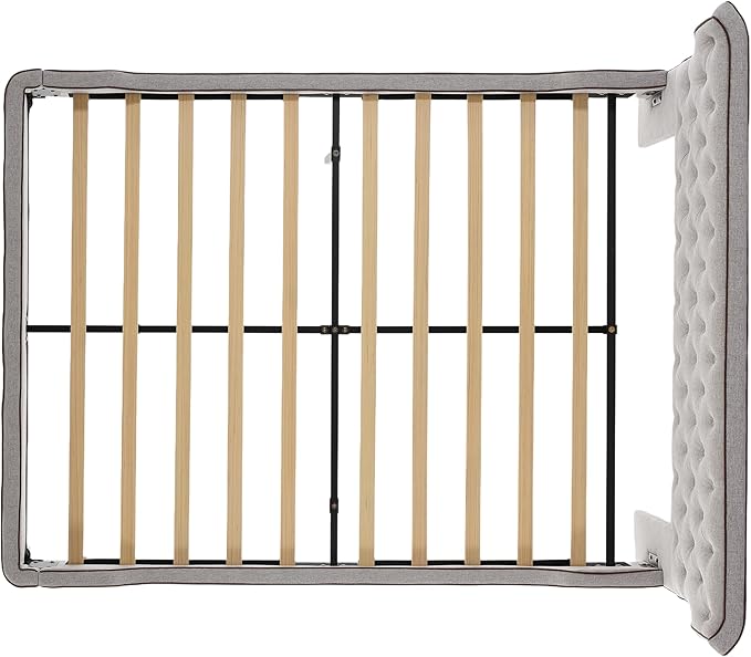 Christopher Knight Home Salus Linen Upholstered Queen Size Bed Frame with Headboard, Modern Queen Bed Frame and Headboard, Wooden Slats Support, Easy Assembly, No Box Spring Needed, Grey