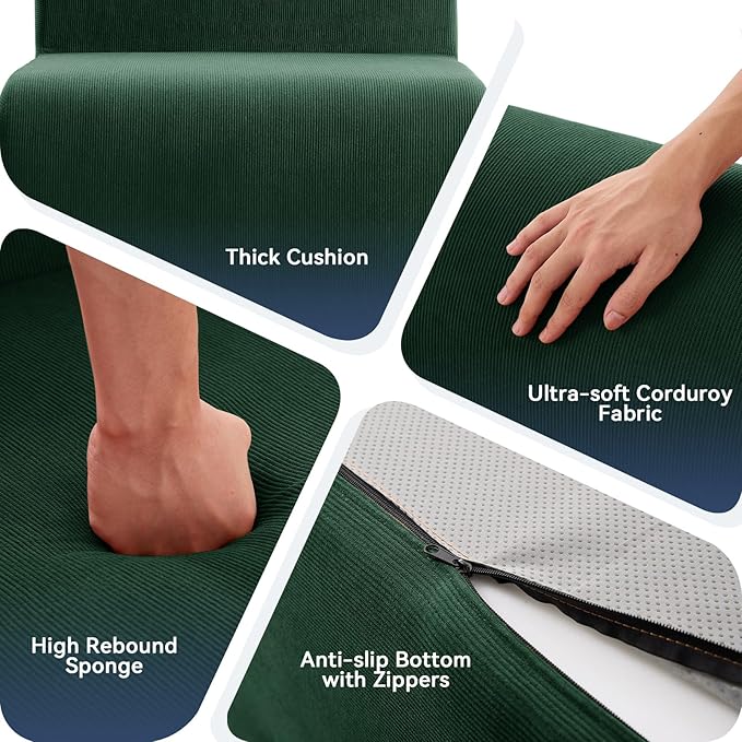 Single Boneless Chairs,Fireside Beanbag Chair Upholstered Cloud Sofa Chair,Corduroy Floor Couch Boneless Couch for Living Room,Memory Foam Lounge Chair for Bedroom,Deep Green