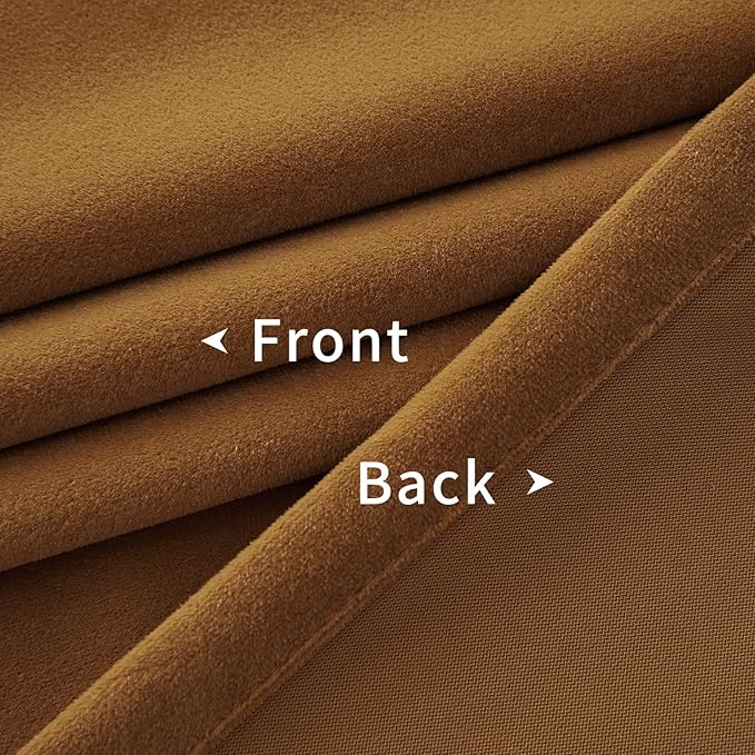 Joydeco Brown Velvet Curtains 102 inch Length 2 Panels, Luxury Blackout Rod Pocket Thermal Insulated Window Curtains, Super Soft Room Darkening Drapes for Living Dining Room Bedroom,W52 x L102 inches