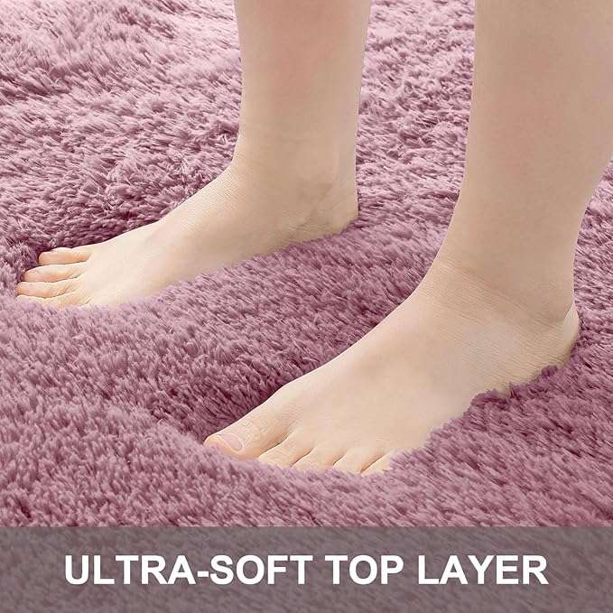 OLANLY 5x8 Machine Washable Large Area Rugs for Living Room, Bedroom, Soft Fluffy Shaggy Bedside Rug, Indoor Floor Carpet for Kids Girls and Boys, Dorms, Nursery, Home Decor Aesthetic, Blush