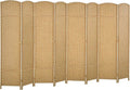 HOMCOM Room Divider, 8 Panel Folding Privacy Screen, 5.6' Tall Freestanding Wall Partition for Home Office, Bedroom, Nature Wood