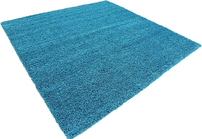 Unique Loom Solid Shag Collection Area Rug (8' Square, Turquoise)