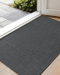 Color&Geometry Ultra-Thin Indoor Door Mat, 32"x48" Low-Profile Non-Slip Entryway Rug with Modern Geometric Texture, Washable Doormat for Indoor Entrance, Front Door, Grey (Rolled-up NO Creases)