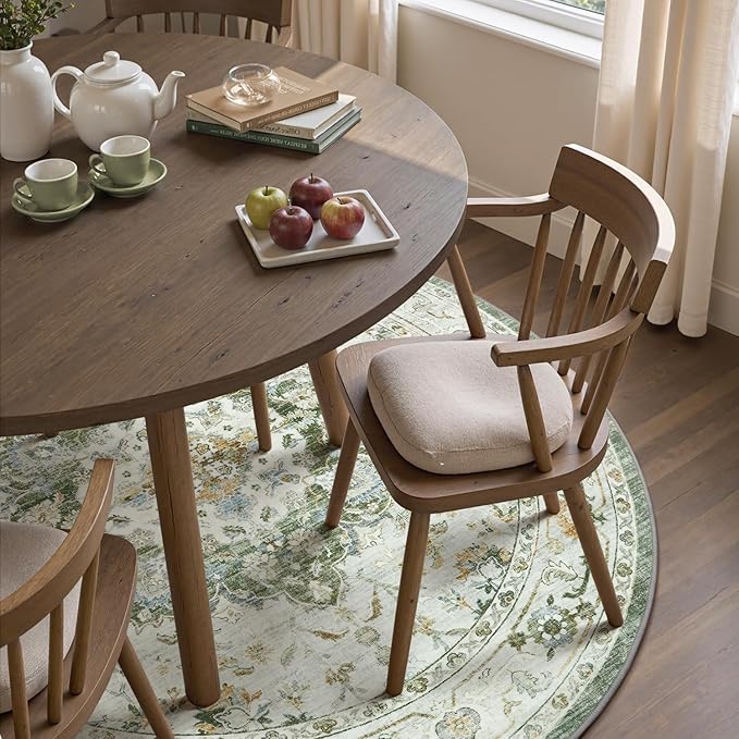 PADOOR 6FT Round Rug,Rugs for Living Room,Soft Green Circle Rug,Machine Washable Rugs for Bedroom,Non Slip Carpet,Rug for Dining Room Living Room Bedside Office