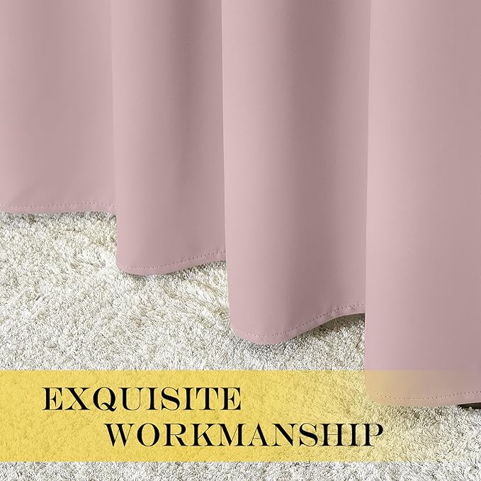 NICETOWN Baby Pink Curtains for Nursery, Sliding Glass Door Grommet Thermal Insulated Blackout Curtain Room Divider Sound Reducing Window Treatment for Kids Room/Bedroom, 1 Panel, W100 x L84