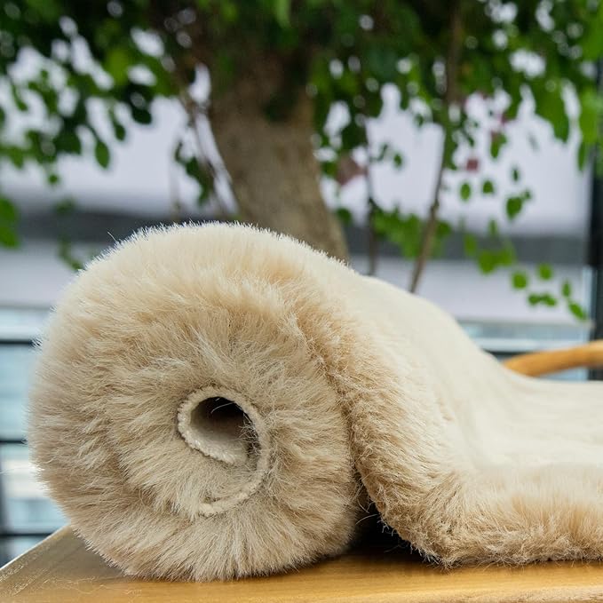 5x7 Area Rug Light Brown Beige Plush Shaggy Rugs for Bedroom Washable Faux Rabbit Fur Rug for Living Room Fluffy Large Nursery Rug Home Décor
