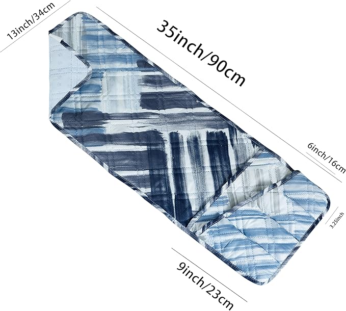 Brilliant Sunshine Blue Grey Stripes Patchwork Couch Armrest 5 Pockets Organizer, Slip Resistant Recliner Armchair Caddy, Washable Remote Controls Holder, Storage for Magazine, Tablet, iPad, Blue Grey