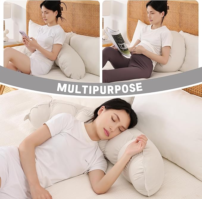 Peallow(Pat. Pend) – Long Round Body Pillow for Adults, Bolster Pillow for Sleeping, Soft and Supportive Pillow for Sleeping & Lumbar Support (Misty White,39")