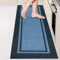 Kitchen Rugs 24" x 70", Non-Slip Machine Washable Kitchen Runner Rugs Floor Mats, Absorbent Comfort Standing Mats for Kitchen, Sink, Laundry and Hallway, Rolled Packaging, Light Blue & Navy