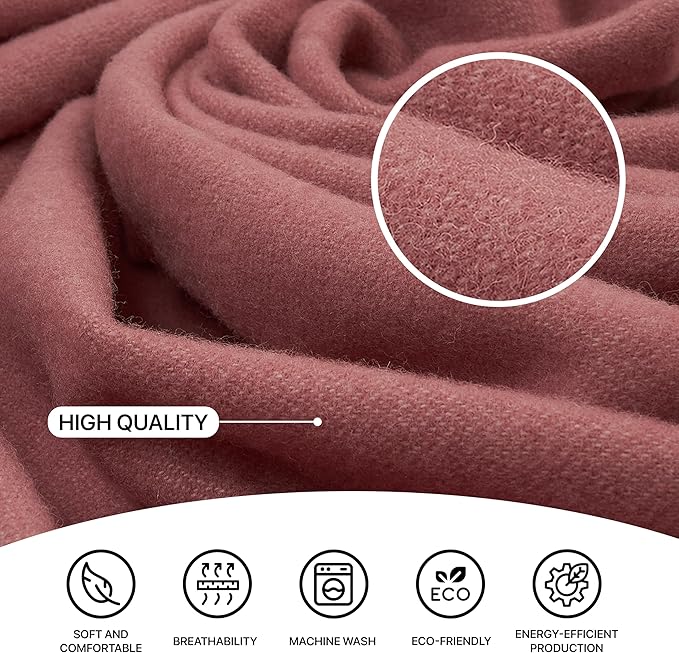 | Wool Blanket/Throw | 100% New Zealand Wool | Perfect for Home and Outdoors | Virgin Wool Throw with Fringes 75"x87" (190 x 220 cm)