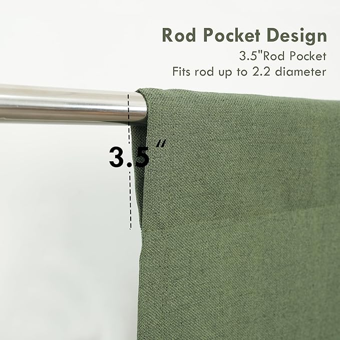 DriftAway Double Layer Linen Blackout Tie Up Curtains Thermal Insulated Fully Lined Balloon Roman Shade Bathroom Window Adjustable Rod Pocket for Small Window 45 Inch by 63 Inches Olive Green