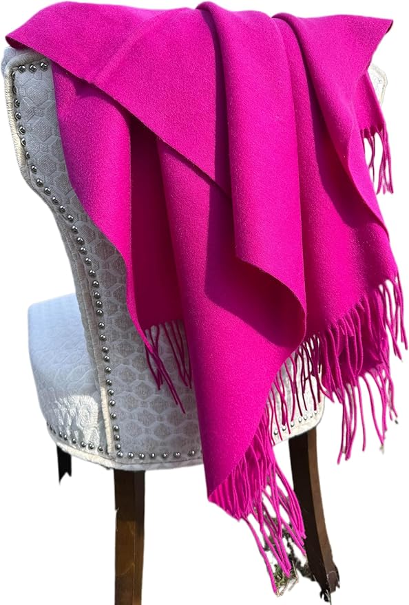 Alashan Cashmere Blend Ripple Finish Woven Throw (Fuchsia)