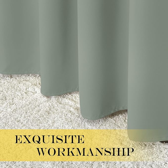 NICETOWN Blackout Sage Green Curtain 90 inch Length for Bedroom - Thermal Insulated Grommet Room Darkening Window Drape Sound Dampening for Living Room, W52 x L90, 1 Panel