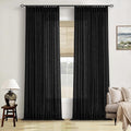 Black Linen Curtains 102 Inches Long 2 Panels for Living Room Modern Thick Linen Flax Pinch Pleated Memory Trained Light Filtering Ceiling Semi Sheer 102 Inch Curtain with Hook Rings Back Tab