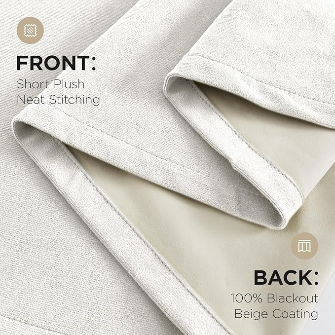 Joydeco White 100% Blackout Curtains 120 Inch 2 Panels, Luxury Thermal White Velvet Curtains for Bedroom Living Room, Soundproof Blackout Window Drapes, Grommet Top (52W x 120L)