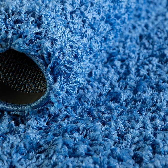 Unique Loom Solid Shag Collection Area Rug (6' 1" x 9' Rectangle, Periwinkle Blue)