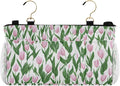 Bedside Caddy Hanging Bunk Bed Caddy Bed Organizer Hanging Pocket with 2 Hooks Bedside Storage Organizer Pocket Bag Holder Small Tulips Pink