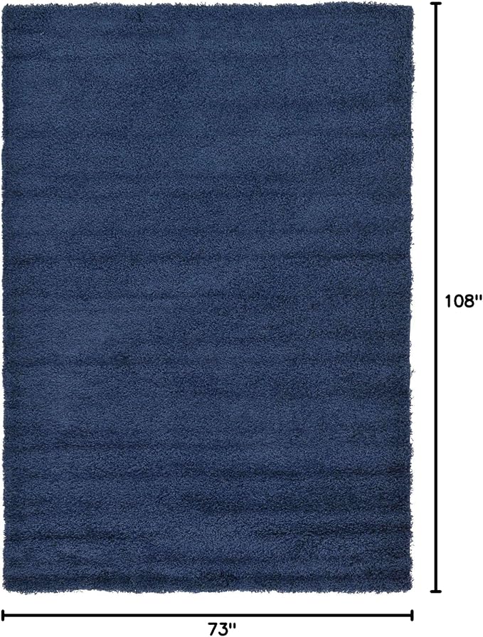 Unique Loom Solid Shag Collection Area Rug (6' 1" x 9' Rectangle, Sapphire Blue/ Navy Blue)