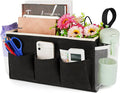 Lilithye Bedside Caddy Bedside Organizer Bedside Storage Caddy with Fixed Straps and Water Bottle Holder for Home College Dorm Bunk Bed Hospital Bed Crib Bed Rails (Black)