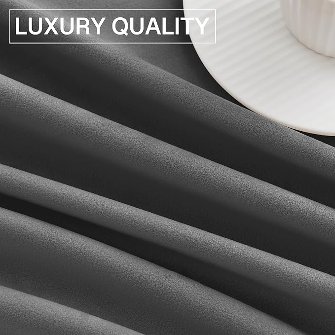StangH Grey Velvet Curtains 84 inches Long - Soft Thick Velvet Blackout Window Drapes Thermal Insulated Window Treatment for Bedroom/Living Room/Dorm, W52 x L84 Per Panel, Set of 2
