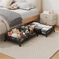 Under Bed Storage with Wheels, Foldable Pattern Carved Metal Under The Bed Storage, Tool-Free Assembly Under The bed Storage Bins, 60L Underbed Storage for Bedroom Clothes Shoes Toys-2 Pack