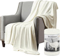 Brookstone Nap Plush Throw Blanket for Couch | Warm & Super Soft Blanket with Unmatched Heavy, Dense, and Ultra-Comfy Throw | Luxurious Drape, Cozying Up on a Sofa, Chair | Ivory