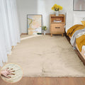 5x7 Area Rug Light Brown Beige Plush Shaggy Rugs for Bedroom Washable Faux Rabbit Fur Rug for Living Room Fluffy Large Nursery Rug Home Décor