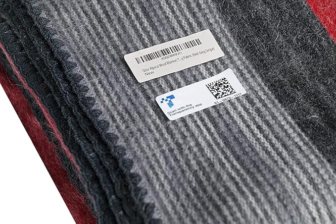 Qisu Alpaca Wool Blanket Throw | Queen, Beautiful, Warm, Stripes | 85 x 65 inches | Ultra-Soft, Hypoallergenic and Breathable | Non-Itchy or Scratchy Fabric (Red Grey Stripe)