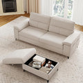 88.97" L Shaped Sectional Couches for Living Room, Deep Seat Sofa with Big Storage Ottoman & 8”Cushion, Comfy 2-Seater Chenille Loveseat, Convertible Armrest, Removable Cover for Small Space(Beige)