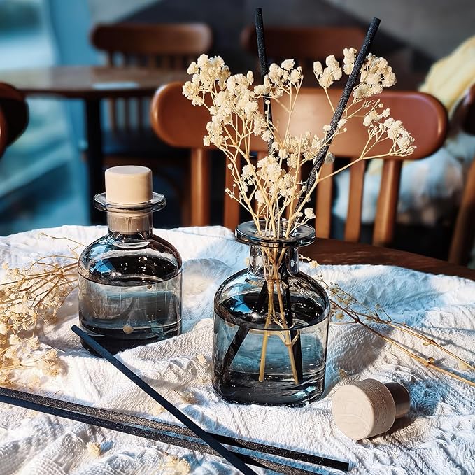 Brakula 2 Pack Reed Diffuser, Eucalyptus & Wild Mint + Lavender Eucalyptus (3.38 fl oz Each Pack), Home Fragrance with 12 Sticks, Shelf Decor, Reed diffusers for Home