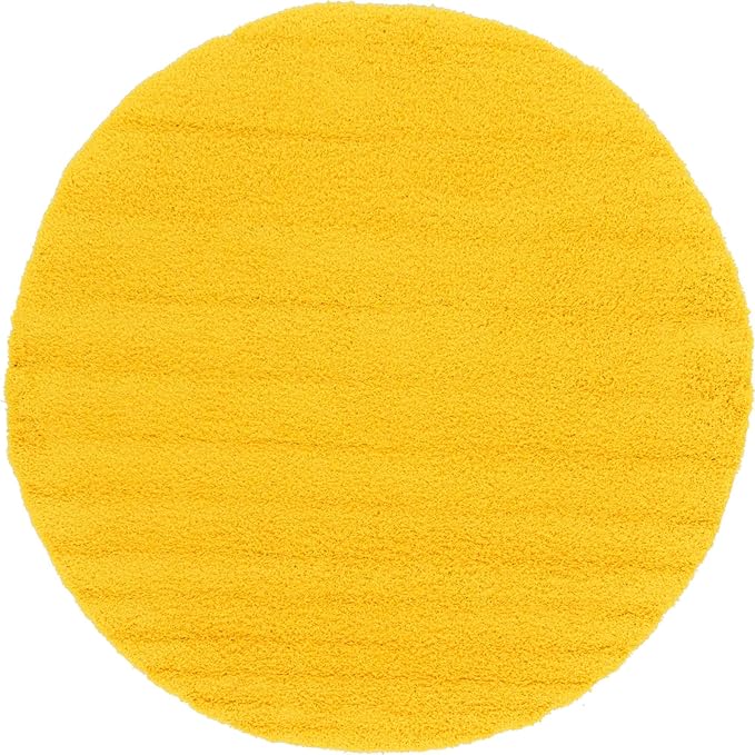 Unique Loom Solid Shag Collection Area Rug (8' Round, Tuscan Sun Yellow)