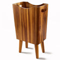 2 Gallons Wooden Trash Can 4 Legs - Acacia Wooden Bin, Wood Bathroom Accessories - Small Bin, Waste Basket for Bedroom, Office Garbage Can - Decorative Bathroom Trash Can - Patent Pending