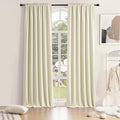 DONREN 2 Panels Cream Curtain Panels for Bedroom - Rod Pocket Thermal Insulated Curtains (42 x 96 Inch,Cream Beige)