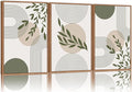 Yeehomedec Boho Sage Green Framed Canvas Wall Art, Mid Century Modern Wall Decor, Large Minimalist Botanical Art Print, Abstract Geometric Line Leaf Art Painting for Bathroom Living Room Bedroom Office 16"x24"x3