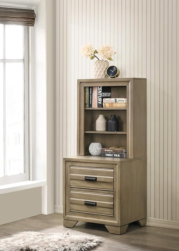 Roundhill Furniture Loiret Light Gray Finish Wood Storage Platform WallBed, King
