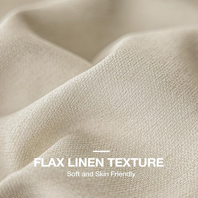 Blackout Curtains for Bedroom, Thermal Insulated Curtains 63 Inch Length Curtain 2 Panels, Soft Farmhouse Linen-Look Textured Full Light Blocking Room Darkening Drapes, W52xL63, Cream