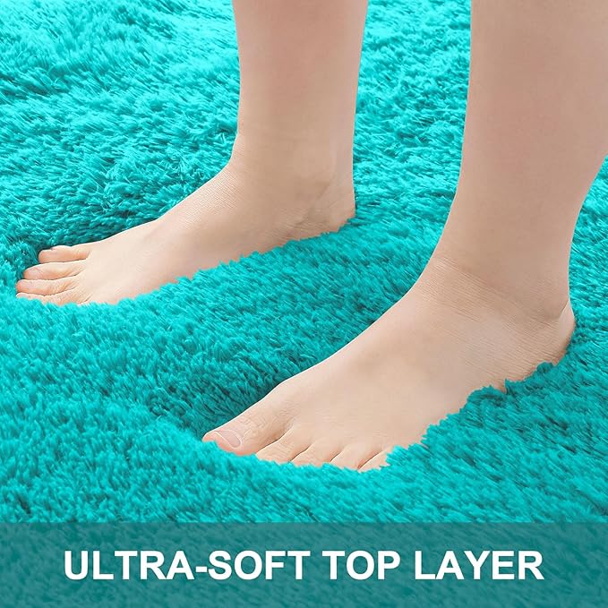 OLANLY 8x10 Machine Washable Large Area Rugs for Living Room, Bedroom, Soft Fluffy Shaggy Bedside Rug, Indoor Floor Carpet for Kids Girls and Boys, Dorms, Nursery, Home Decor Aesthetic, Teal Blue