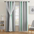 XiDi Rainbow Blackout Curtains for Kids Room, Unicorn Wall Decals, Pink, Green, Grey, 52/72/1