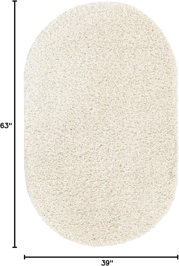 Unique Loom Solid Shag Collection Area Rug (3' 3" x 5' 3" Oval, Snow White)