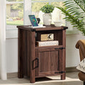 Joaxswe Night Stand, 18 Inch Farmhouse Nightstand with with Charging Station and USB Port, Rustic Couch End Table with Magnetic Door, Wood Bed Side Tables for Bedroom, Home, Brown Walnut
