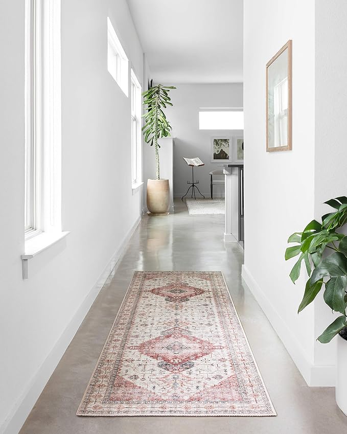 Loloi II Skye Collection SKY-02 Ivory/Berry 2'-6" x 7'-6" Runner Rug