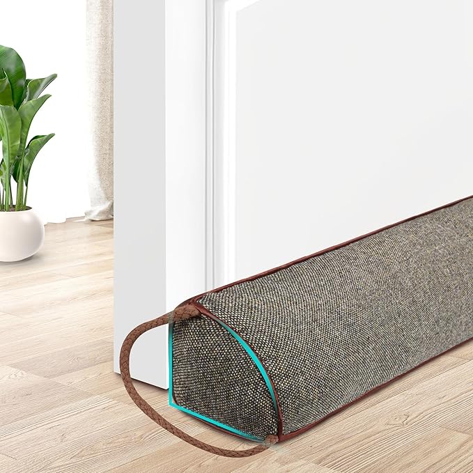 TORRAMI Under Door Draft Stoppers 38 Inch, Heavy Triangle Stop Draft Block Cold Air/Wind/Breeze Noise Blocker Door Sweeps Weather Stripping Bottom Seal Brown