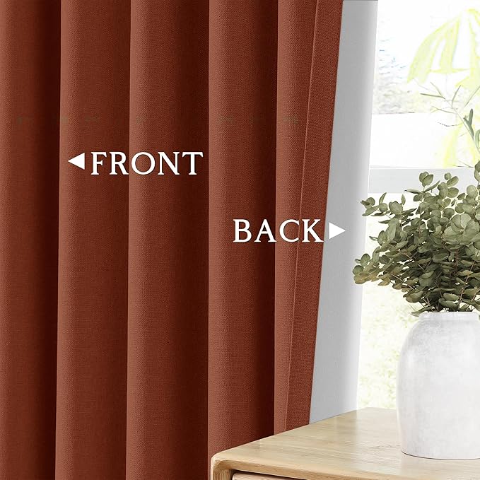 ChrisDowa 100% Blackout Terracotta Solid Curtains 63 Inches Long 2 Panels for Bedroom Living Room,Farmhouse Room Darkening Thermal Insulated Soundproof Grommet Top Window Treatment Drapes,52x63