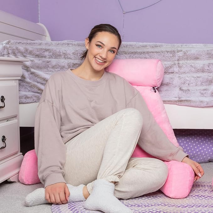 Husband Pillow XXL – Reading Pillow Bed Chair with Arms & Back Support – Pink - Back Pillow for Beds Sitting Up – Bed Rest Arm Pillow – Comfy Reading Pillow for Adults