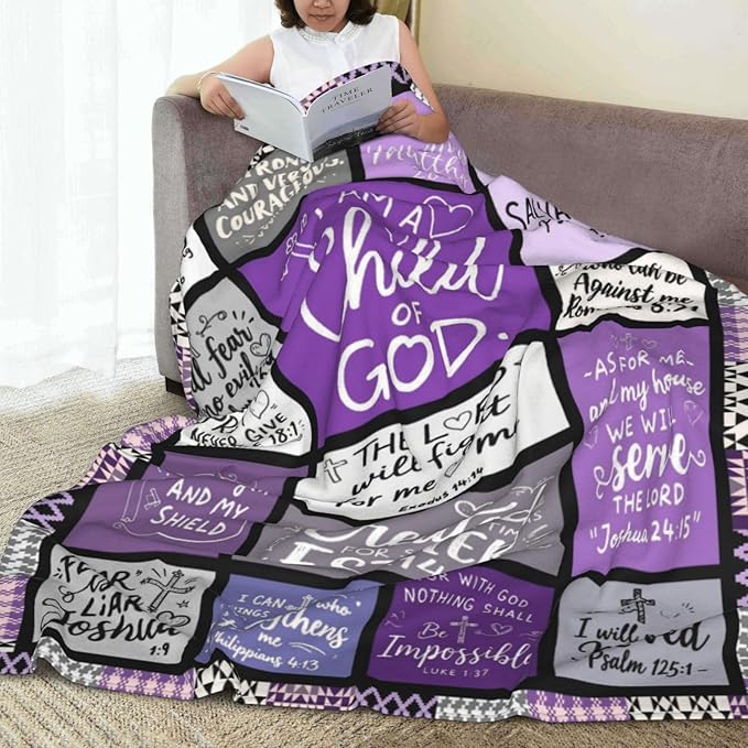 Christian Blanket Gift for Women, Inspirational Throw Blanket for Couch, Soft Lightweight Flannel Blanket, 30"x 40" Thoughts and Prayers Blankets for Bedroom Sofa Living Room Decoration