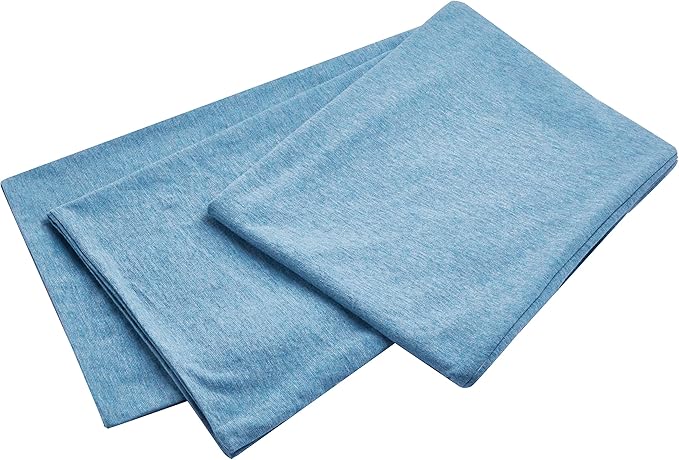 Oubonun 100% Jersey Cotton Body Pillow Cover with Zipper - Luxury Soft Removable Pillow Case - Long Fuzzy - Knitted (Light Blue, 21"X54")