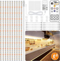 LAFULIT 10 PCS Under Cabinet Lights Kit, Motion Sensor LED Strip Lights with Remote, Dimmable and Timer Warm White Counter Lights for Kitchen Cabinets, Cupboards, Closets, Stairs, Shelf, Desk, and Bed