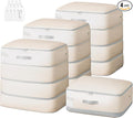Comforter Storage Bag - 130L Large Capacity Blanket Storage Bags 4-Layer Ultra Space Saving Self Compression Organizer, Washable Compression Bags for Storage Comforter Blanket, 4-Pack, Beige
