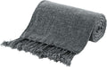 BATTILO HOME Dark Gray Throw Blanket for Couch Bed Sofa, Soft Cozy Grey Chenille Throw Blanket with Fringe Tassels, Lightweight Knit Throw Blanket for Home Decor, 50"x60"