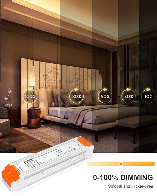 120W 12v Dimmable LED Driver, Triac LED Dimmable Transformer Compatible with Lutron & Leviton Dimmer Switches AC 110V to DC 12V 120 Watt, 12 Volt Power Supply for LEDs Strip Lights 2 Pack